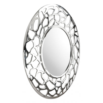 HomeRoots Silver Coral Pattern Round Mirror