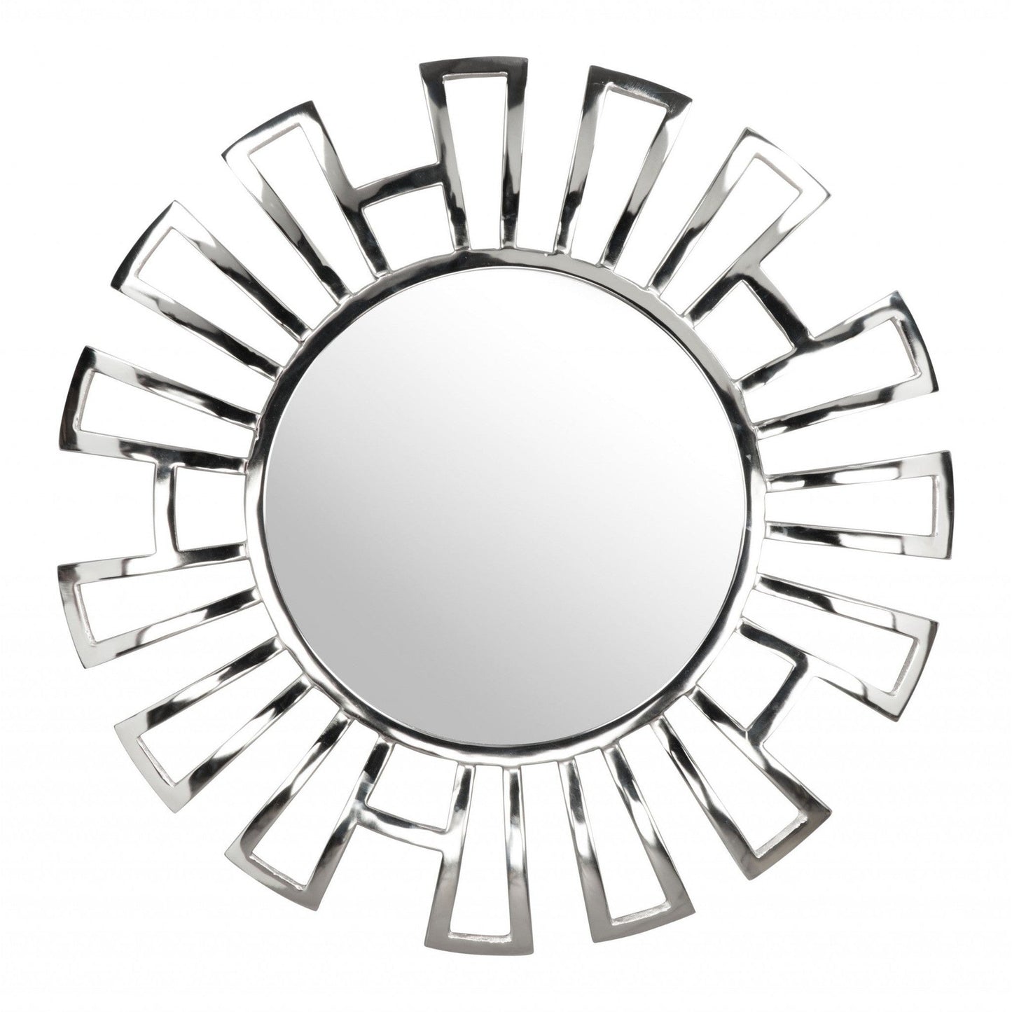 HomeRoots Silver Geometric Design Round Mirror