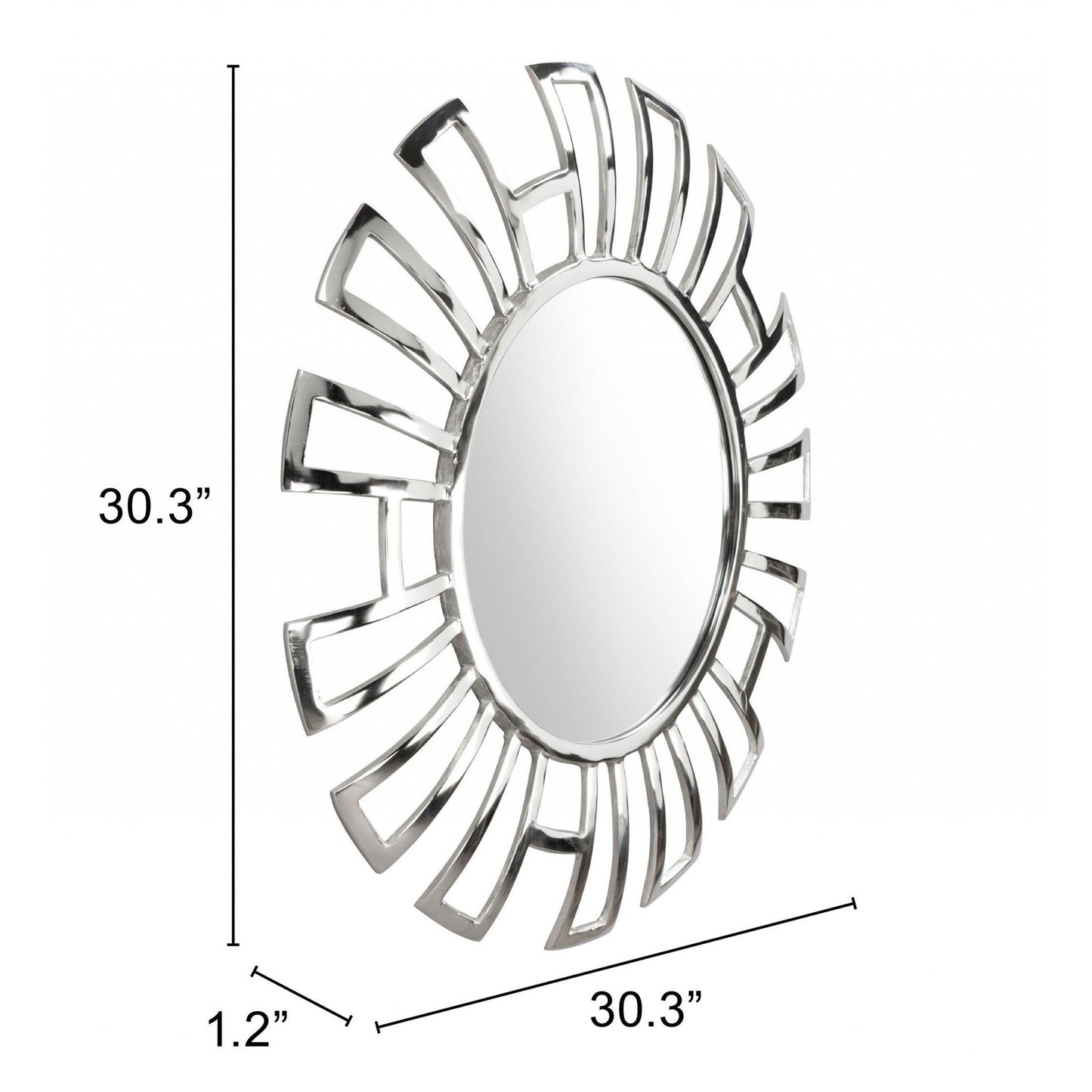 HomeRoots Silver Geometric Design Round Mirror
