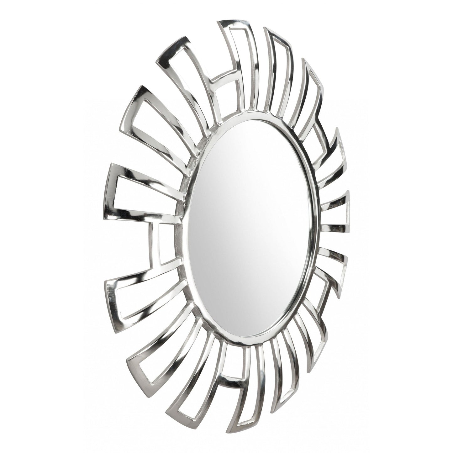 HomeRoots Silver Geometric Design Round Mirror