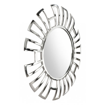 HomeRoots Silver Geometric Design Round Mirror