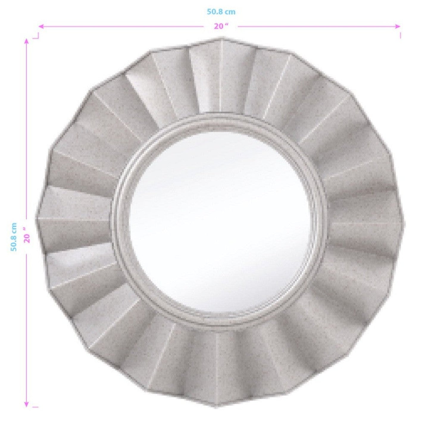 HomeRoots Silver Glass Round Ruffle Mirror