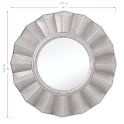 HomeRoots Silver Glass Round Ruffle Mirror