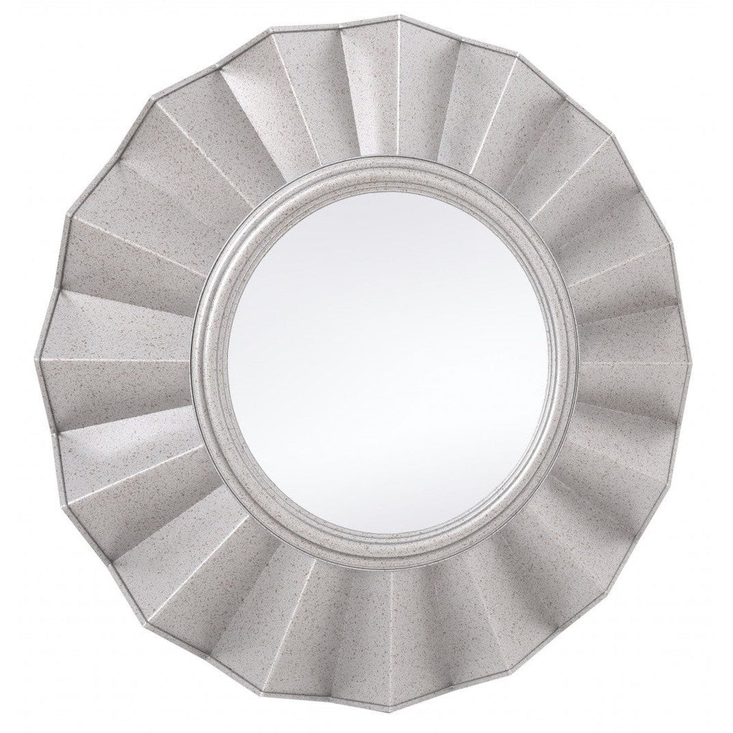 HomeRoots Silver Glass Round Ruffle Mirror