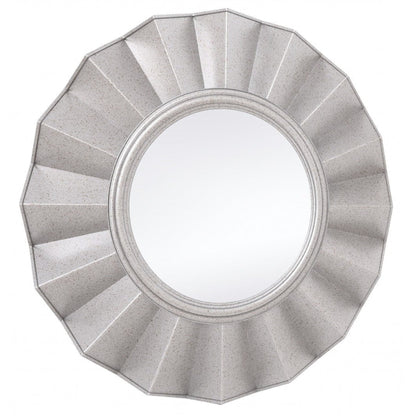 HomeRoots Silver Glass Round Ruffle Mirror