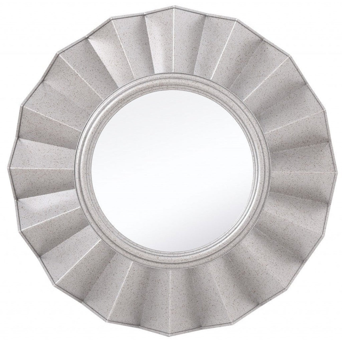 HomeRoots Silver Glass Round Ruffle Mirror