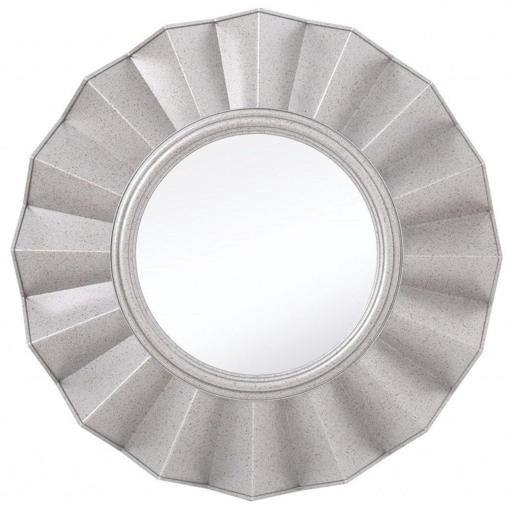 HomeRoots Silver Glass Round Ruffle Mirror