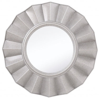 HomeRoots Silver Glass Round Ruffle Mirror
