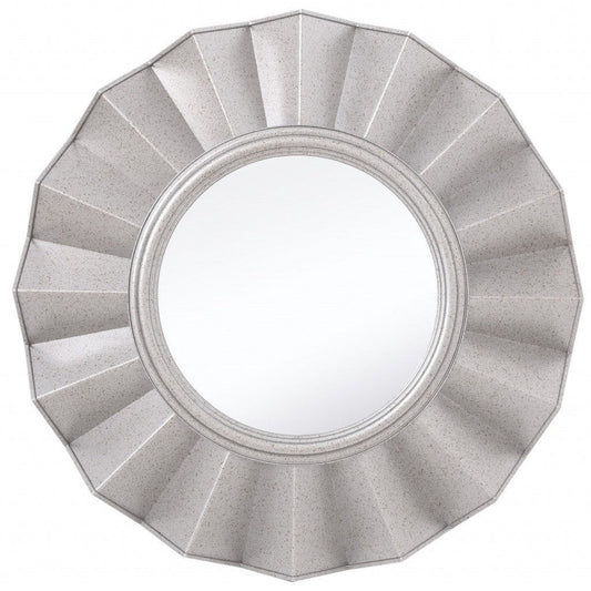 HomeRoots Silver Glass Round Ruffle Mirror