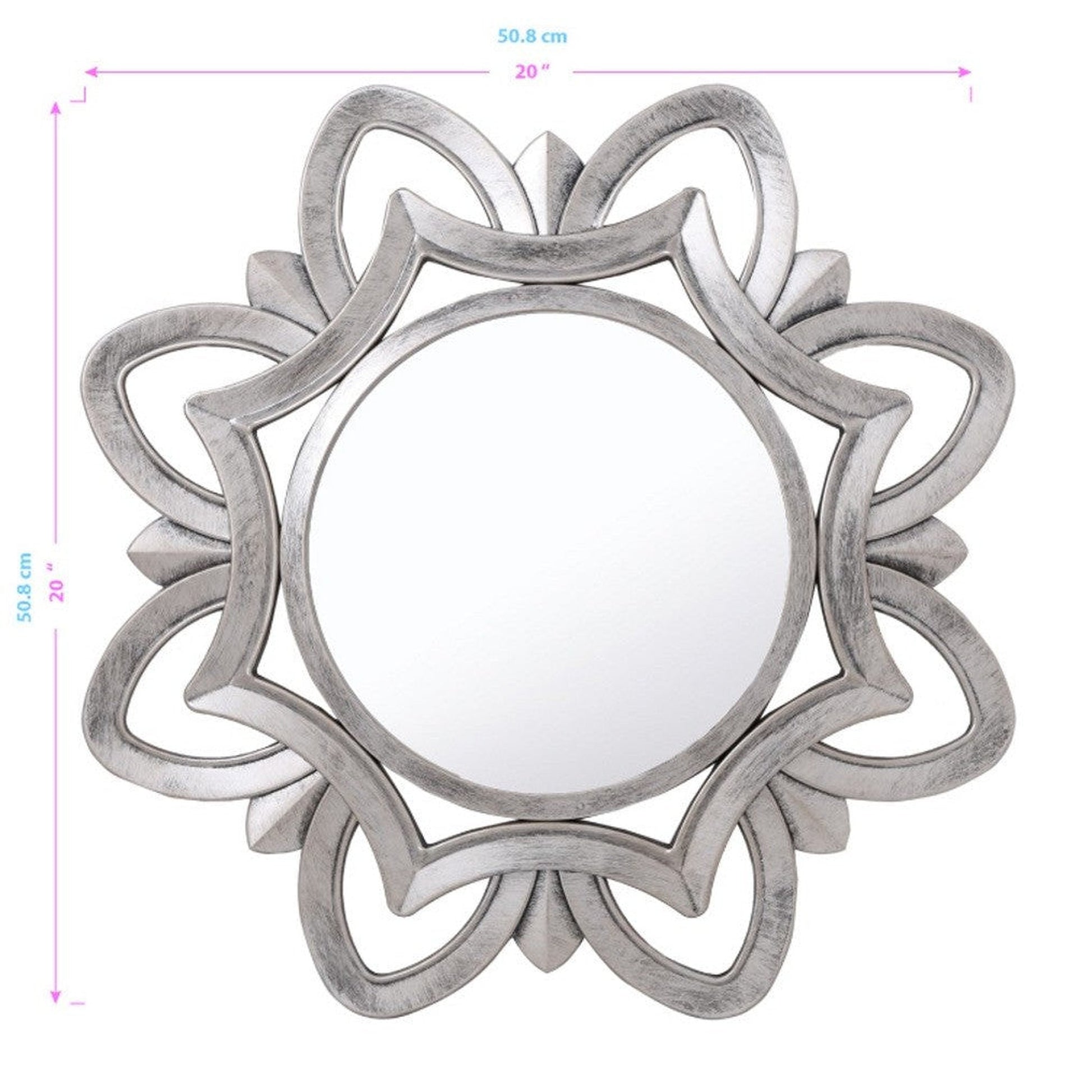 HomeRoots Silver Glass Round Sunburst Mirror