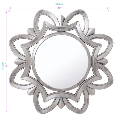 HomeRoots Silver Glass Round Sunburst Mirror