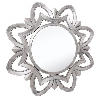 HomeRoots Silver Glass Round Sunburst Mirror