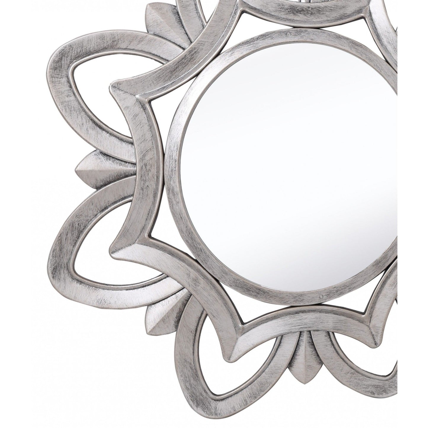 HomeRoots Silver Glass Round Sunburst Mirror