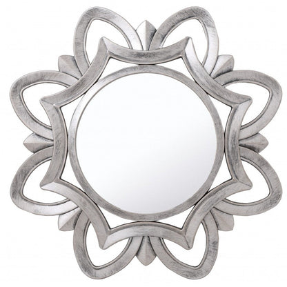 HomeRoots Silver Glass Round Sunburst Mirror