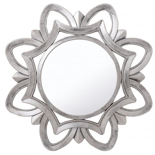 HomeRoots Silver Glass Round Sunburst Mirror