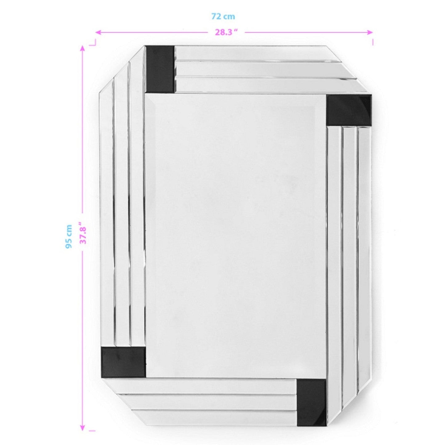 HomeRoots Silver Round Mirror with Black Corners