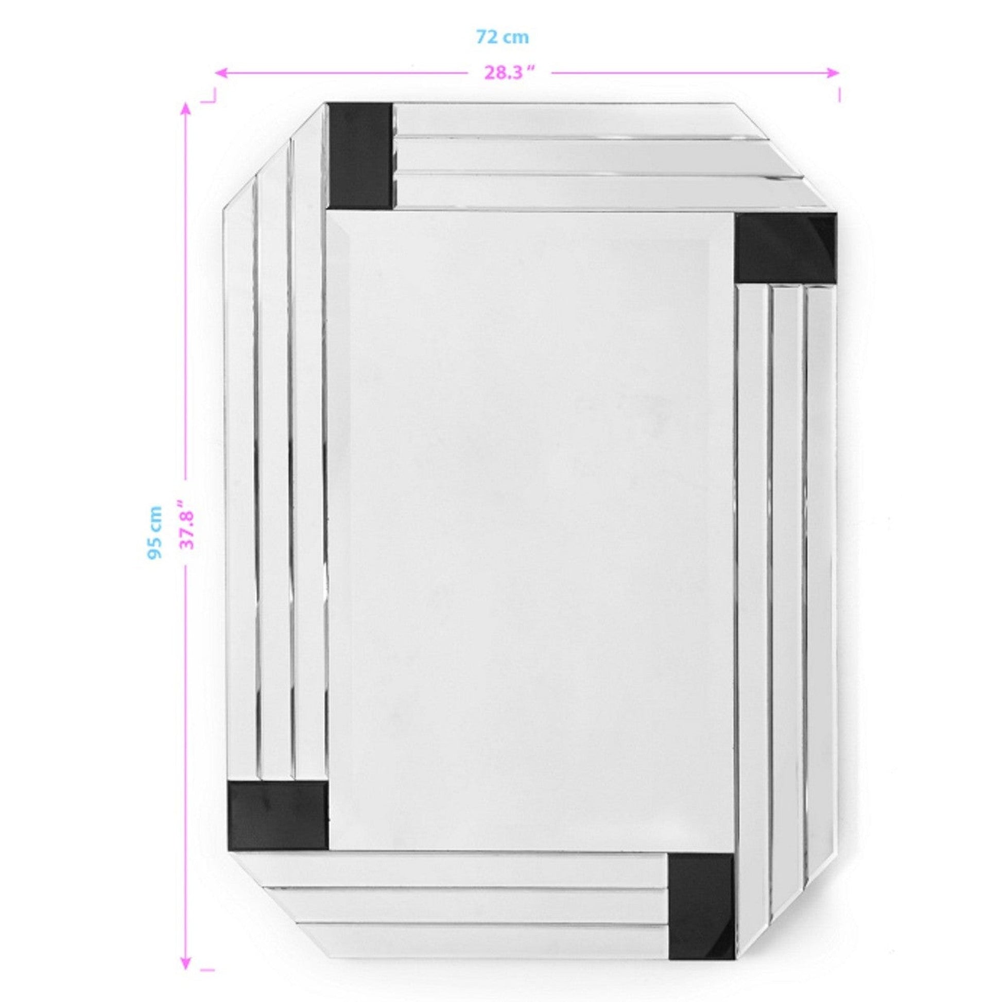 HomeRoots Silver Round Mirror with Black Corners