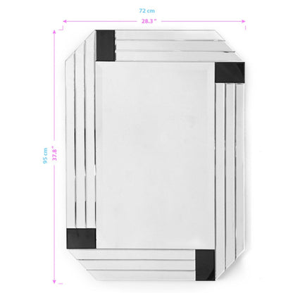 HomeRoots Silver Round Mirror with Black Corners