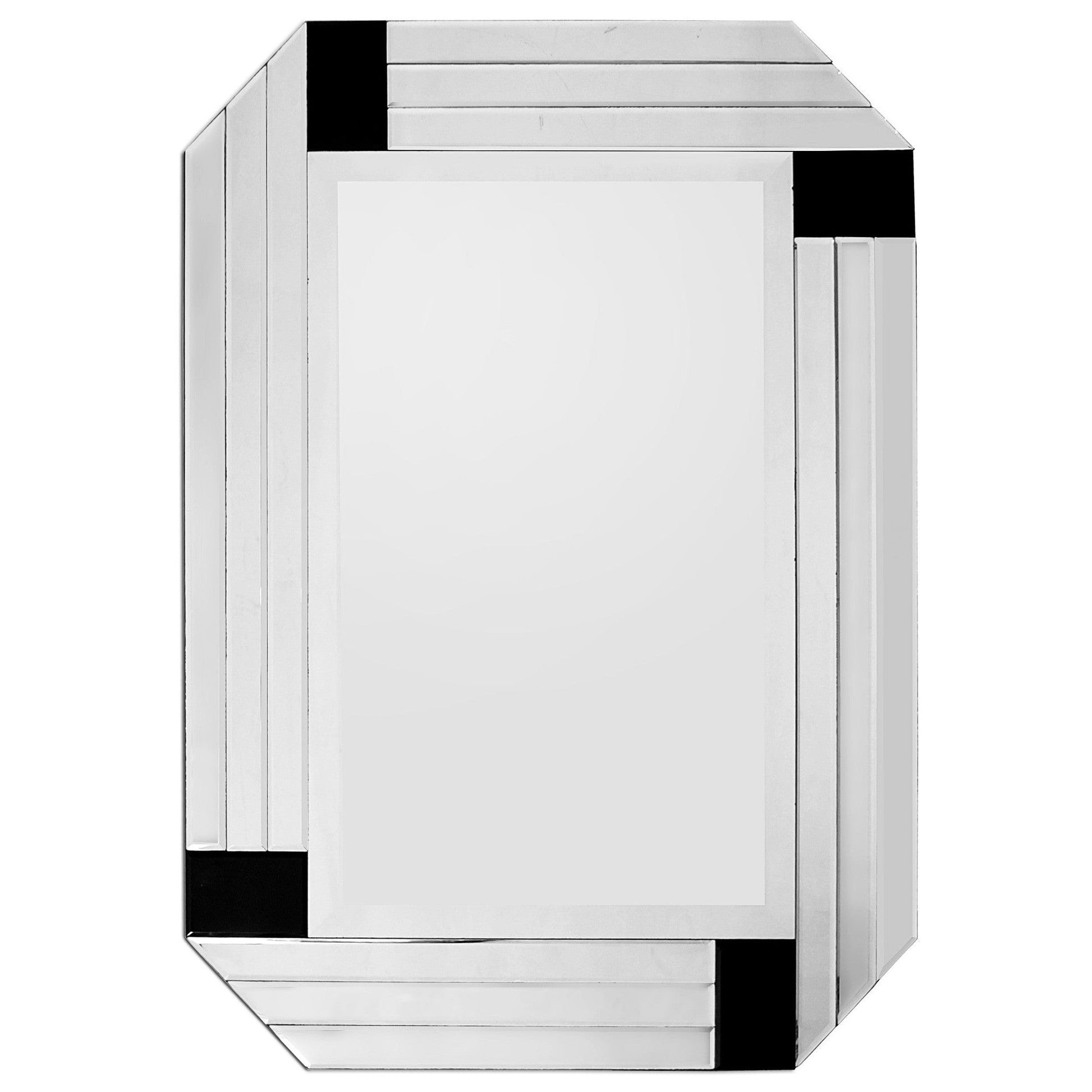 HomeRoots Silver Round Mirror with Black Corners