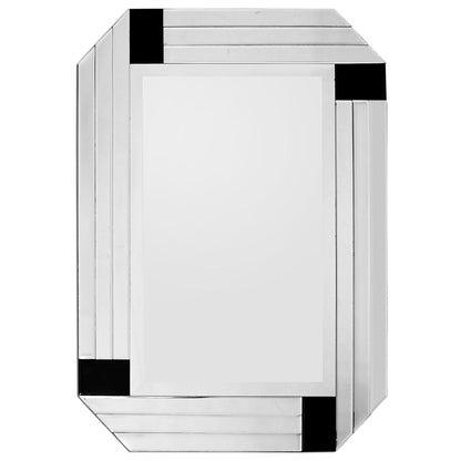 HomeRoots Silver Round Mirror with Black Corners