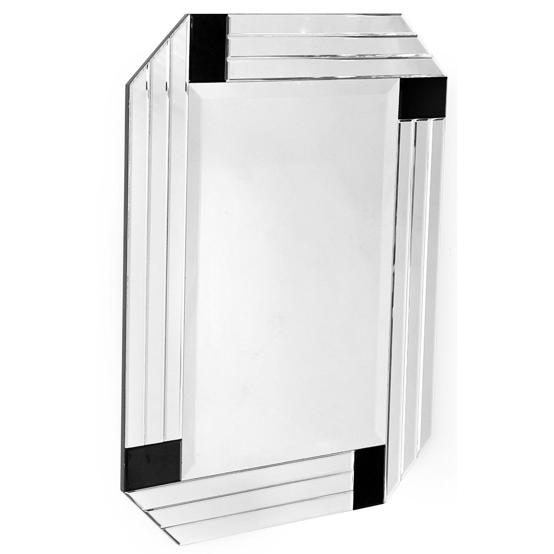 HomeRoots Silver Round Mirror with Black Corners