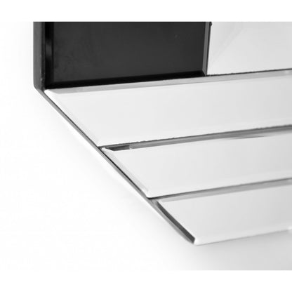 HomeRoots Silver Round Mirror with Black Corners