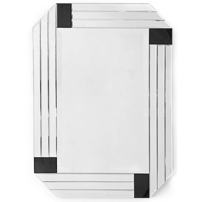 HomeRoots Silver Round Mirror with Black Corners
