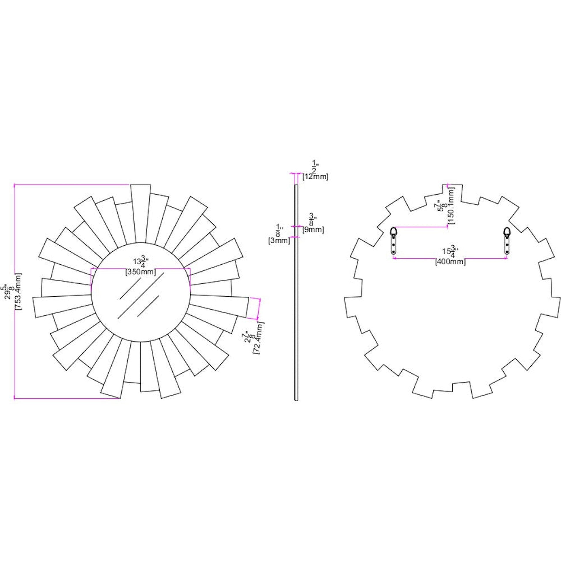 HomeRoots Silver Sunshine Wall Mirror