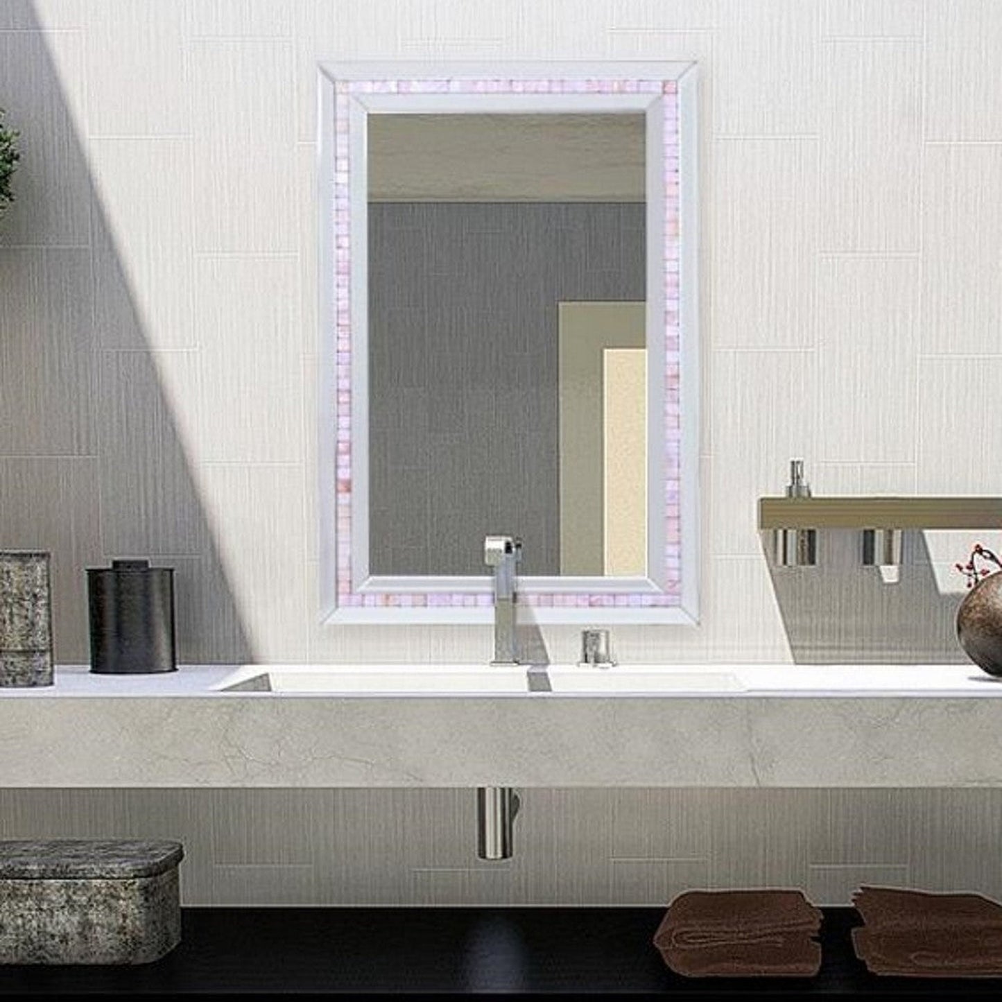 HomeRoots Silver Tiled Border Wall Mirror