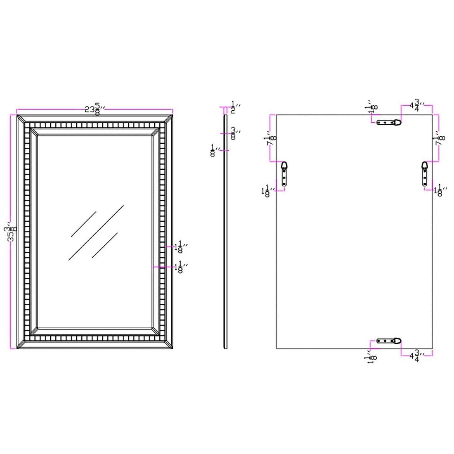 HomeRoots Silver Tiled Border Wall Mirror