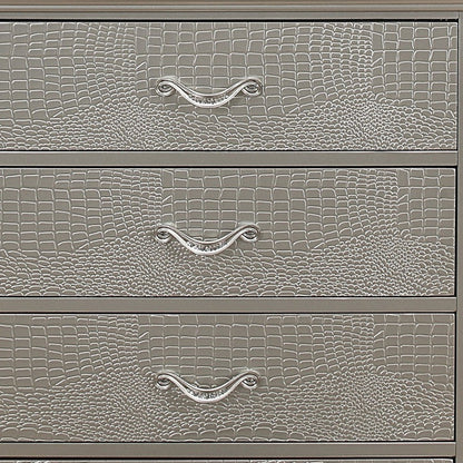 HomeRoots Silver Tone Cabinet With 5 Spacious Interior Drawers