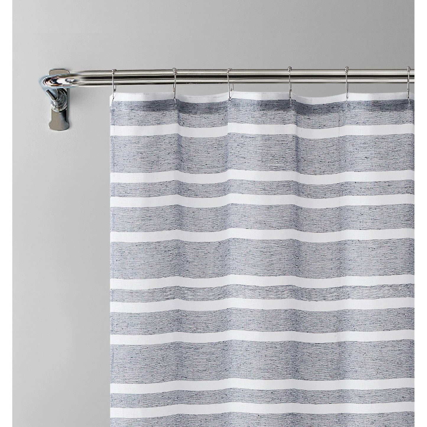 HomeRoots Silvery Gray And White Striped Shower Curtain