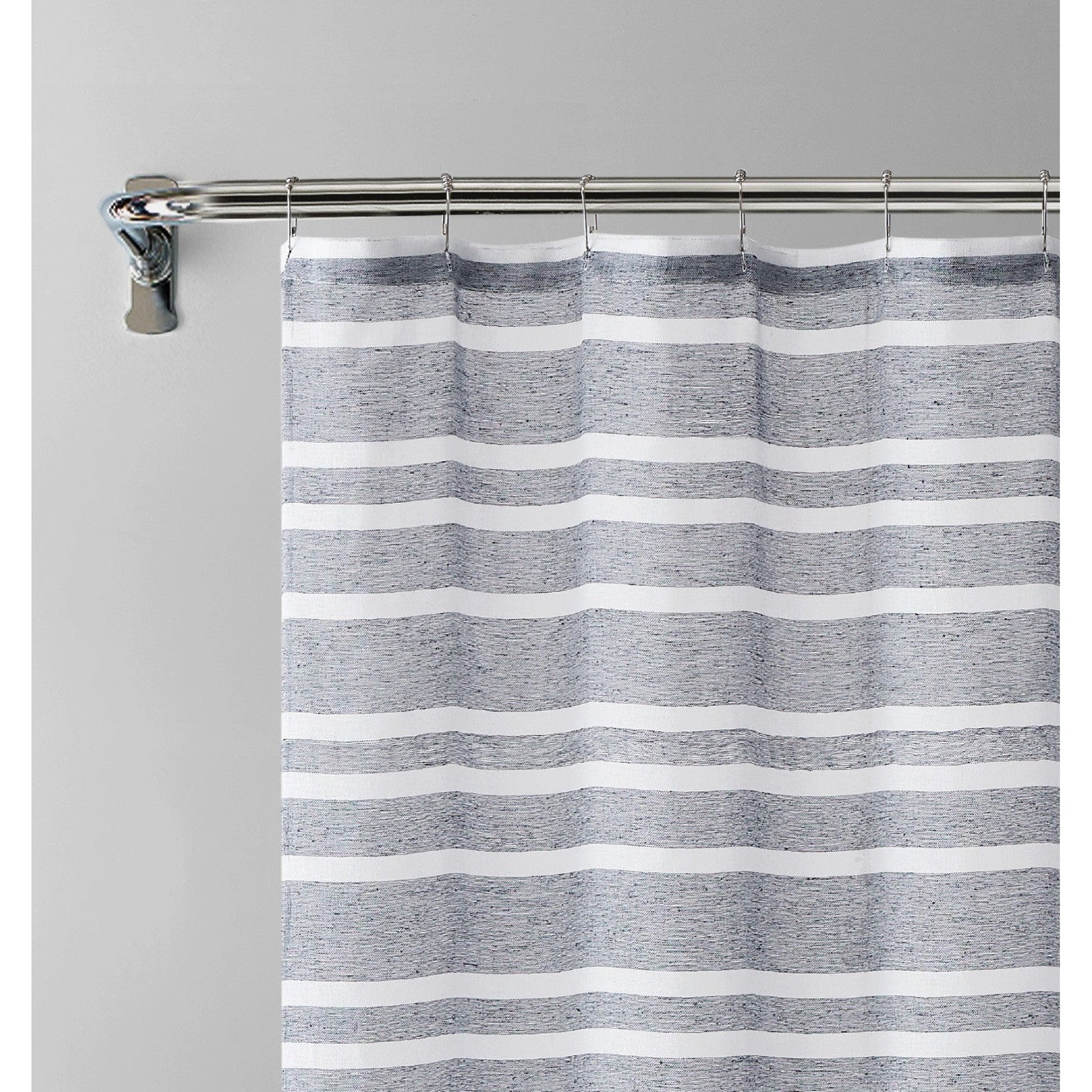 HomeRoots Silvery Gray And White Striped Shower Curtain