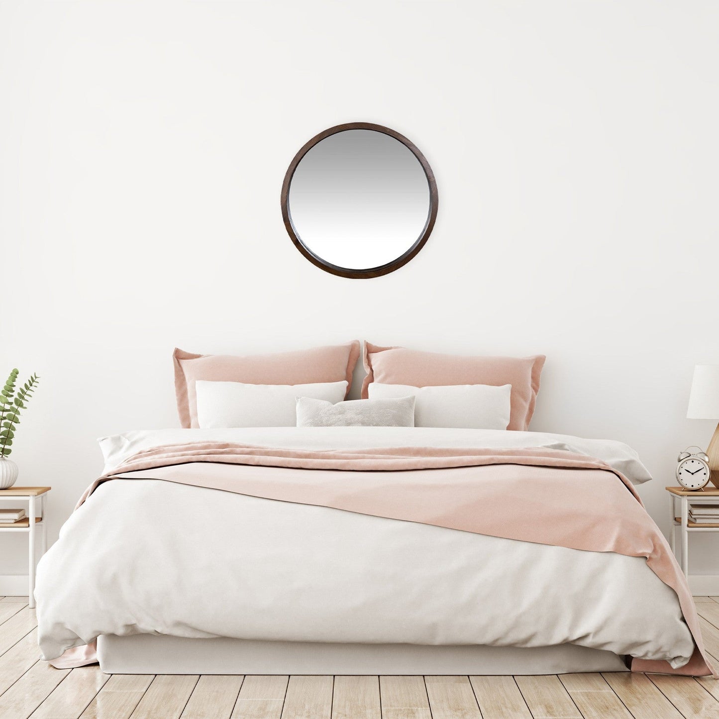 HomeRoots Simple Modern Dark Brown Round Wall Mirror