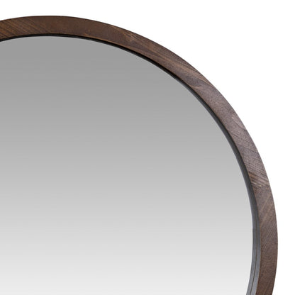 HomeRoots Simple Modern Dark Brown Round Wall Mirror