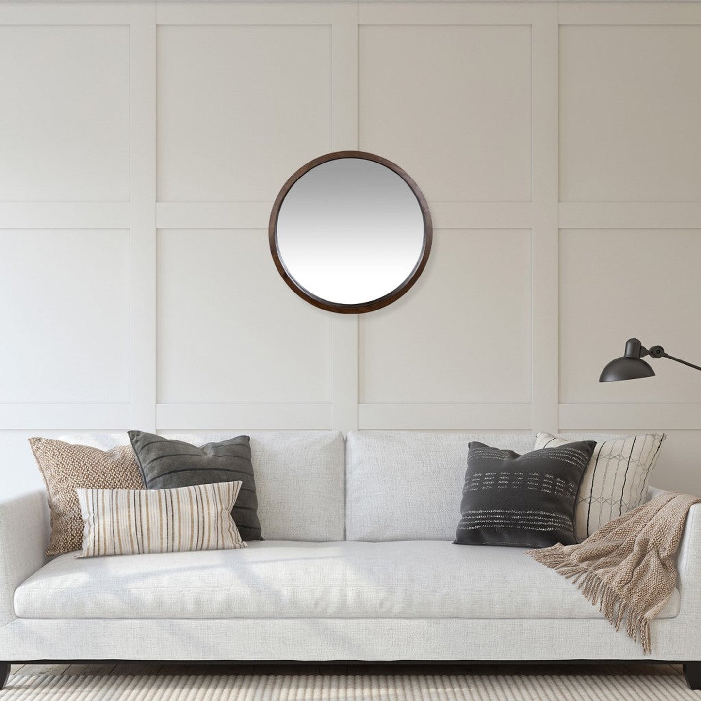 HomeRoots Simple Modern Dark Brown Round Wall Mirror
