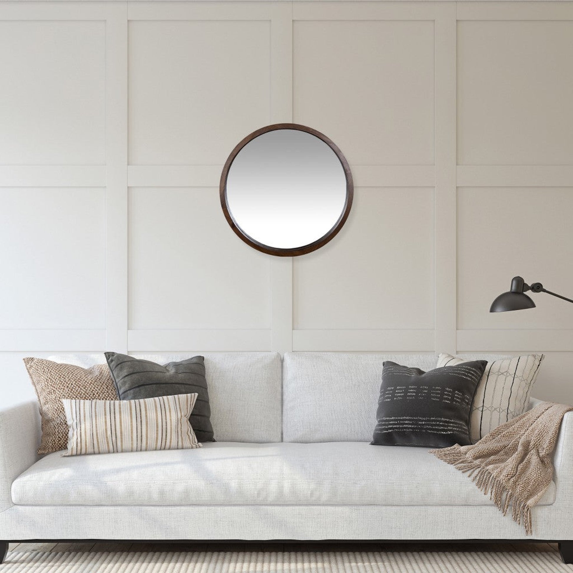 HomeRoots Simple Modern Dark Brown Round Wall Mirror