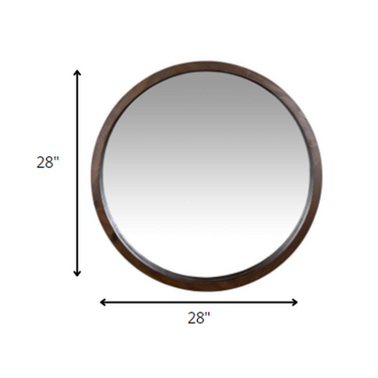 HomeRoots Simple Modern Dark Brown Round Wall Mirror