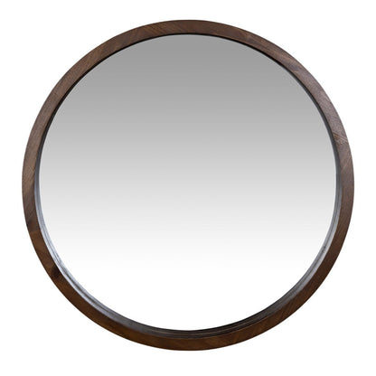HomeRoots Simple Modern Dark Brown Round Wall Mirror
