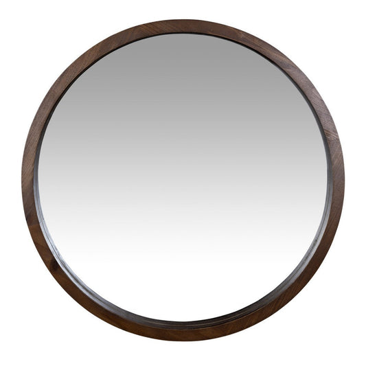 HomeRoots Simple Modern Dark Brown Round Wall Mirror