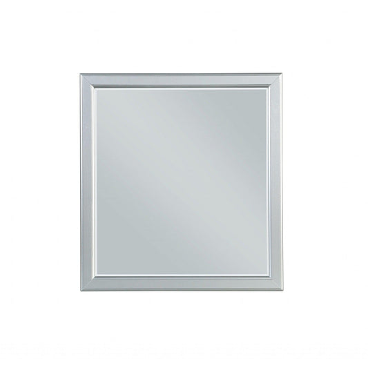 HomeRoots Simple Platinum Wooden Mirror in Silver Finish