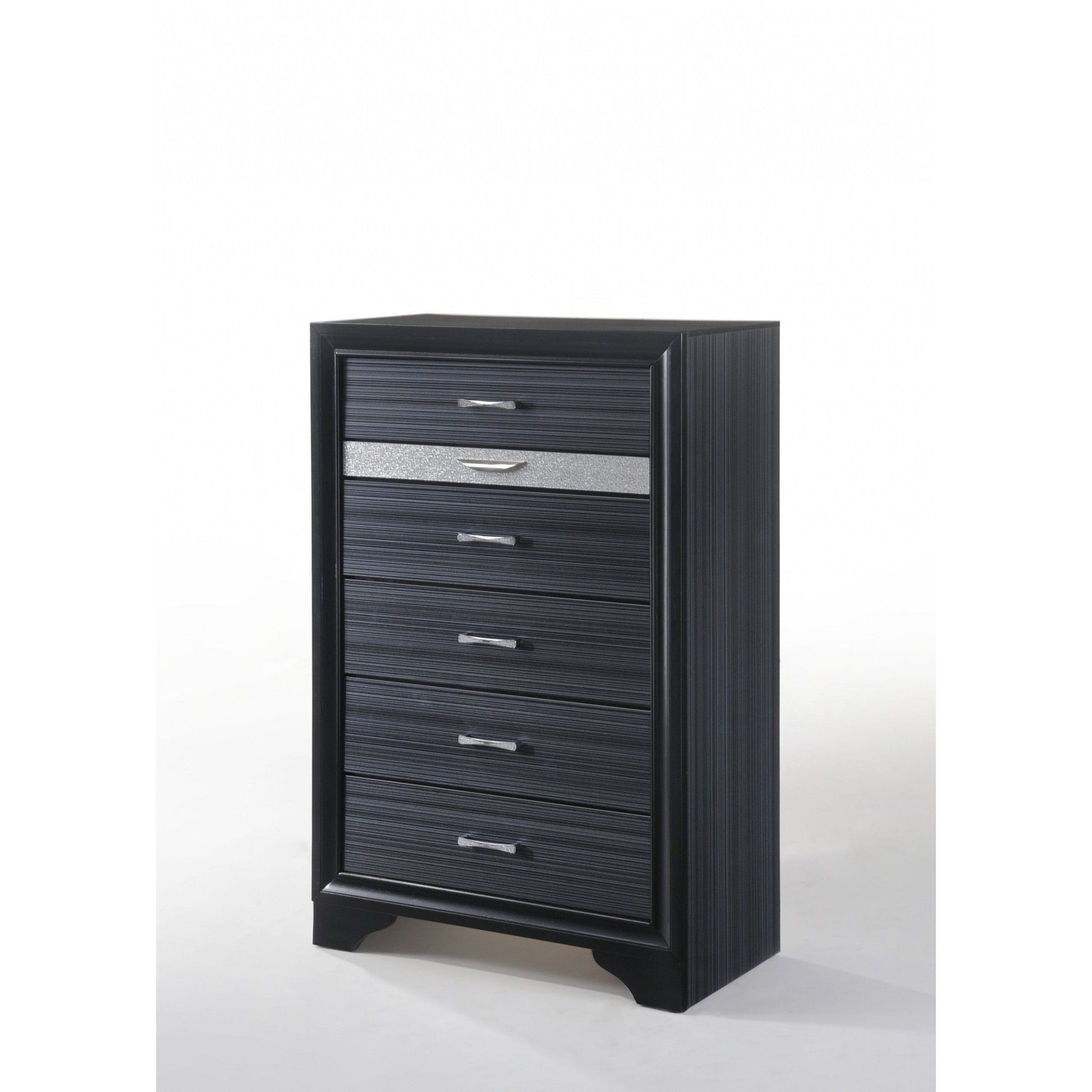 HomeRoots Sleek 51' Black 6 Drawer Cabinet Dresser