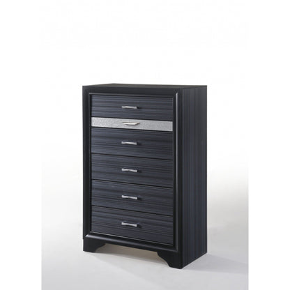 HomeRoots Sleek 51' Black 6 Drawer Cabinet Dresser