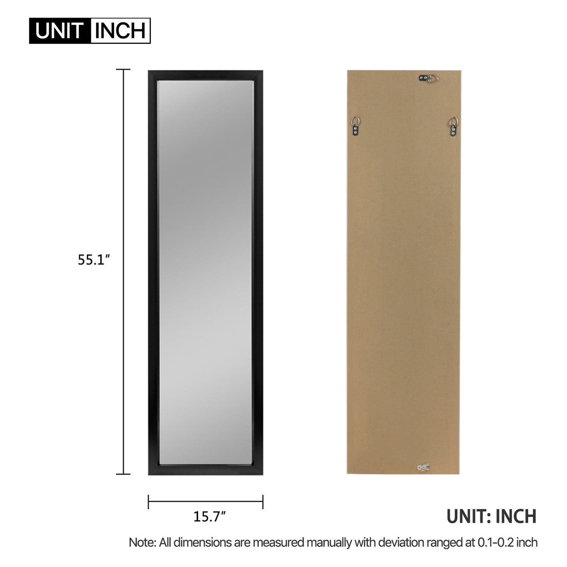 HomeRoots Sleek Black Rectangular Mirror