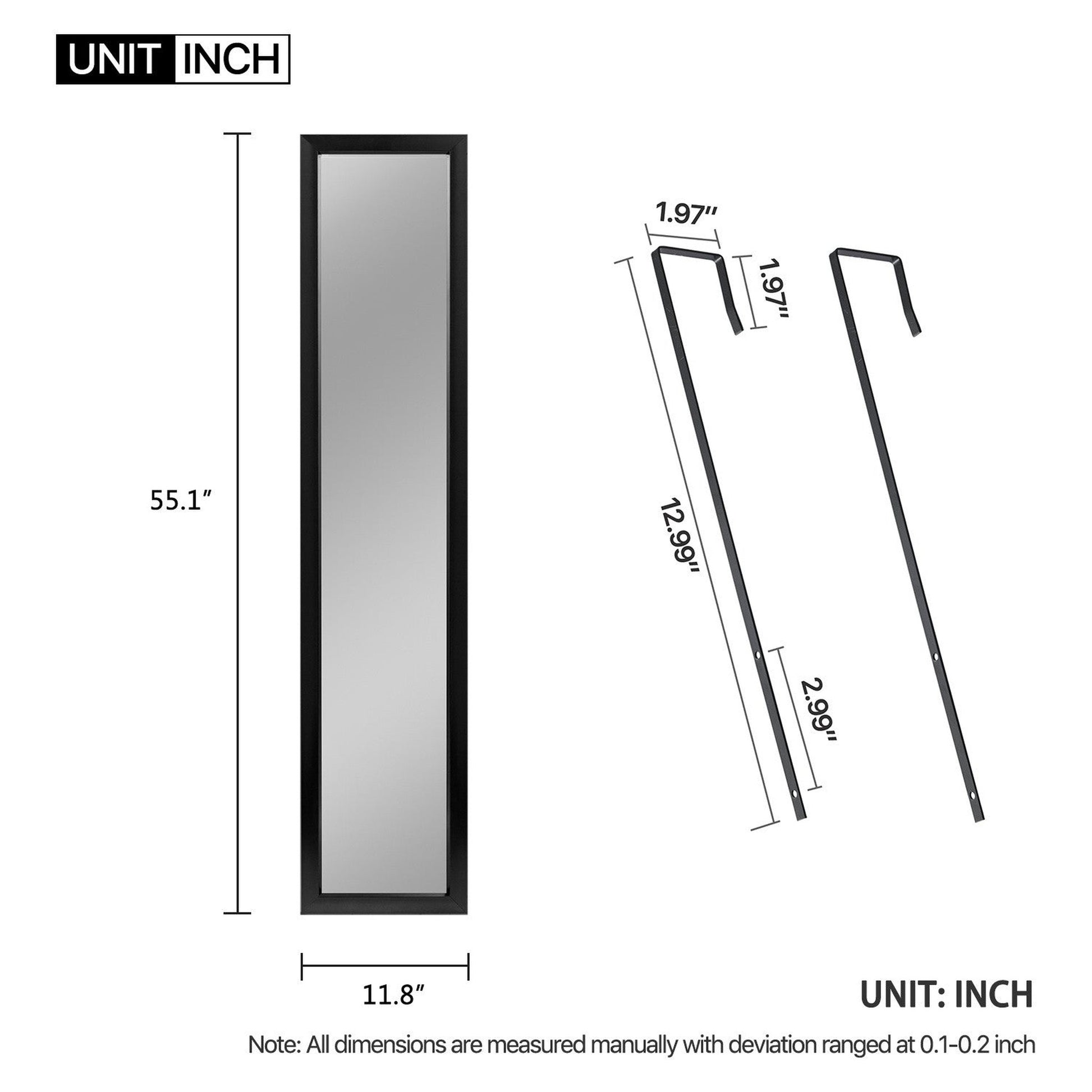 HomeRoots Slim Black Border Door Mount Mirror