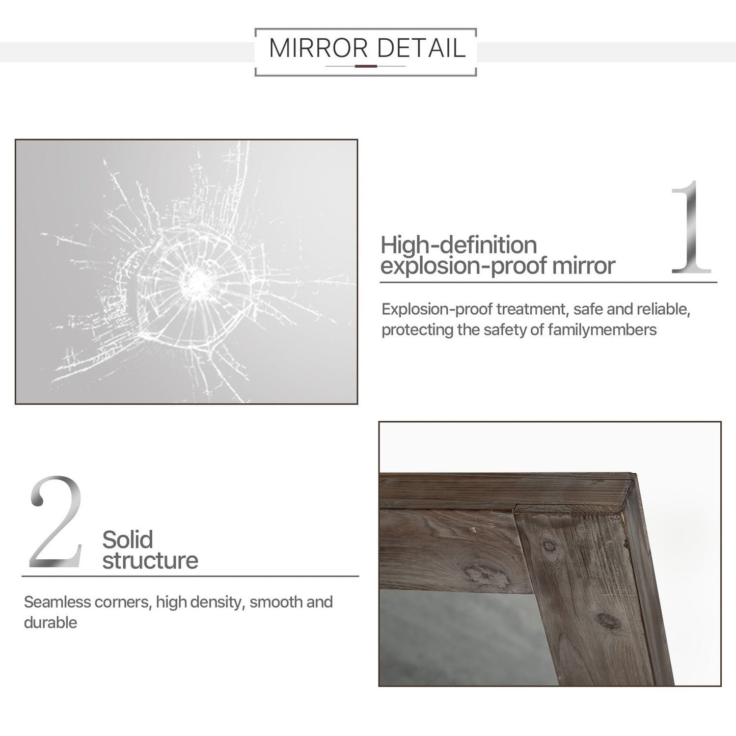 HomeRoots Solid Dark Brown Wooden Mirror