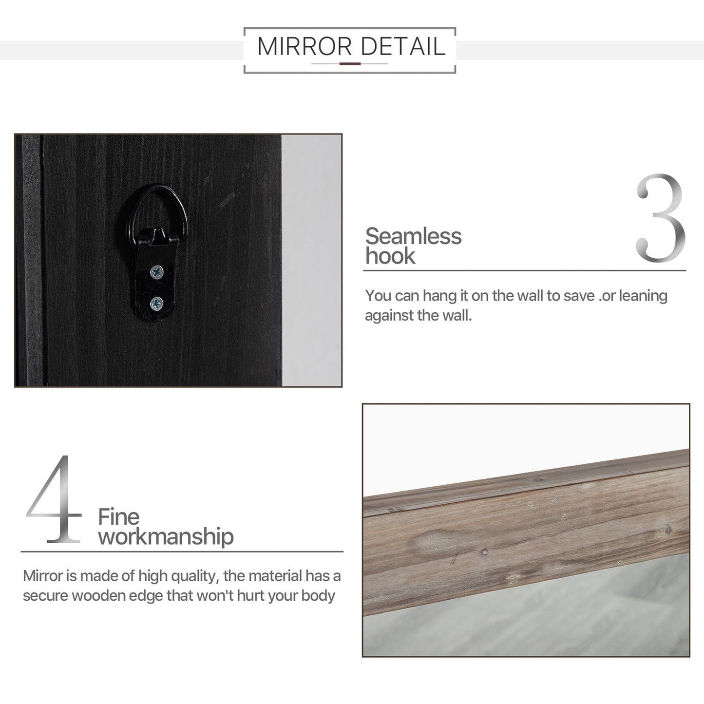 HomeRoots Solid Dark Brown Wooden Mirror