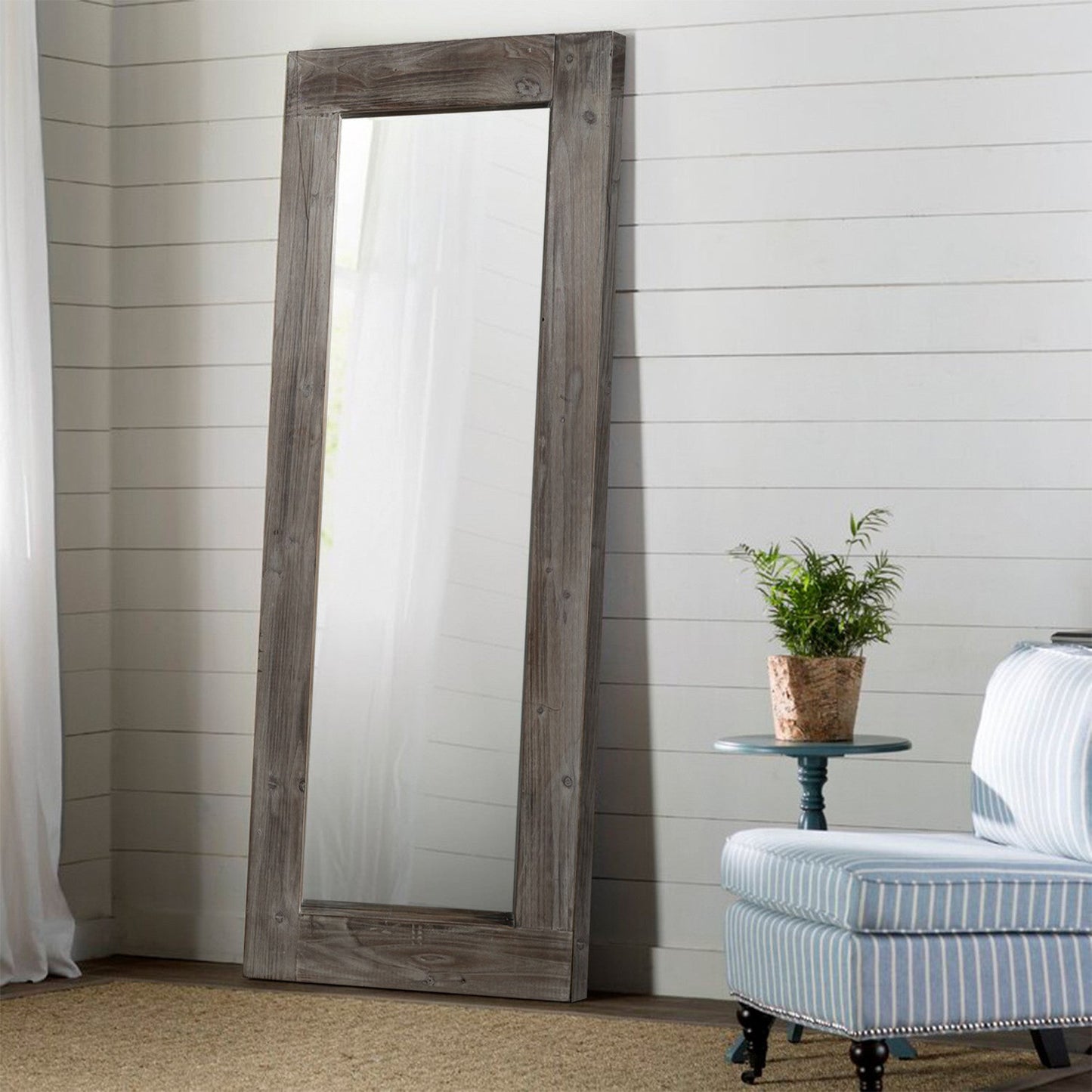 HomeRoots Solid Dark Brown Wooden Mirror