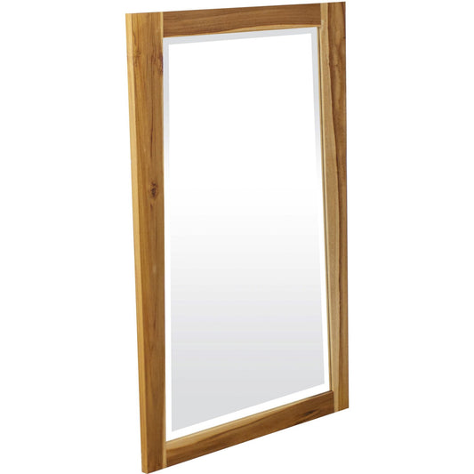 HomeRoots Solid Teak Wall Mirror in Natural Finish