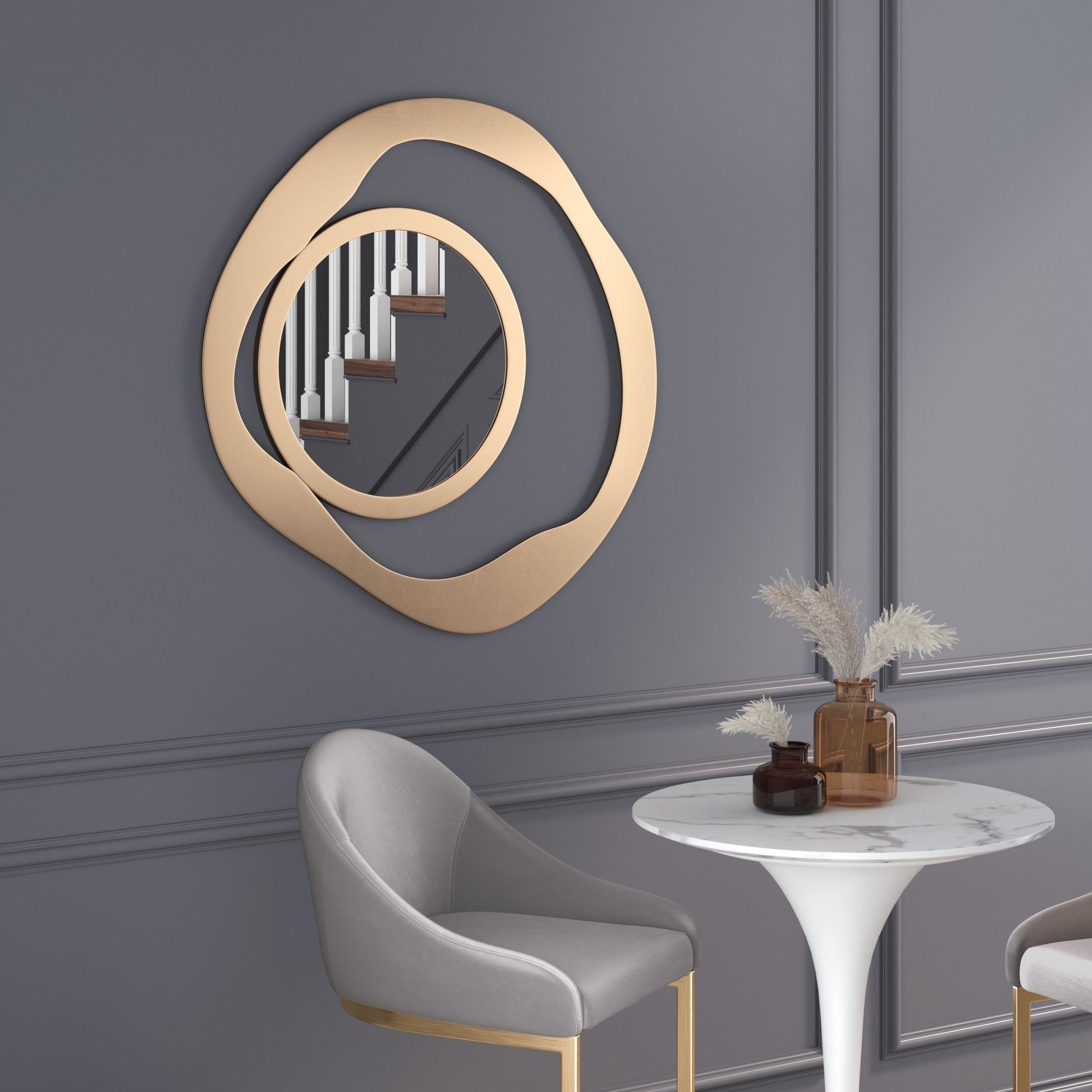 HomeRoots Spiro Contemporary Gold Round Mirror